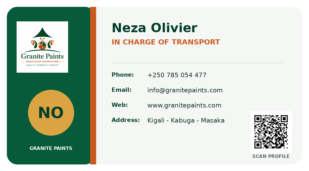 Business card for Neza Olivier
