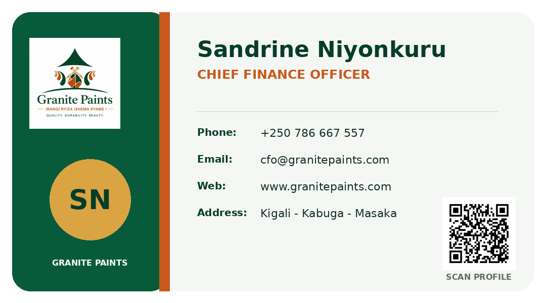 Business card for Sandrine Niyonkuru