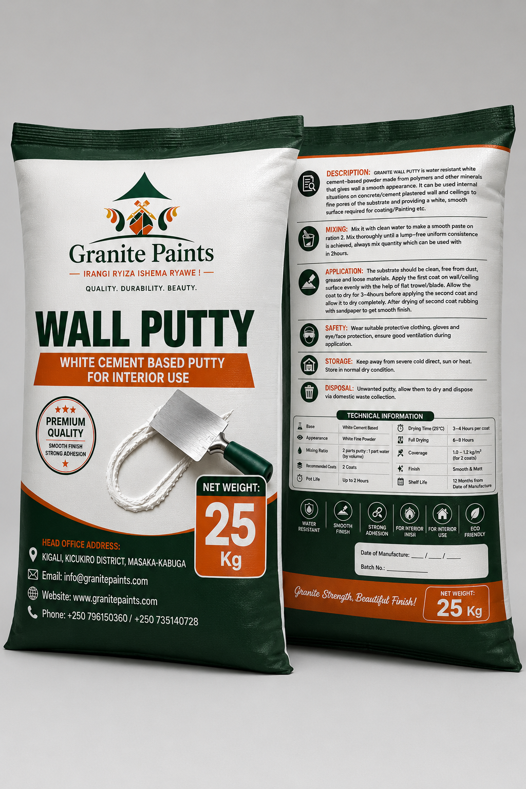 Granite Paints WALL PUTTY 25 kg bag